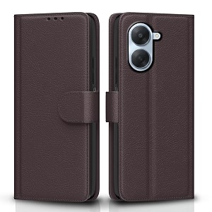 pikkme flip cover for redmi a7 leather finish  inside tpu with card pockets  wallet stand and shock proof  complete protection flip case coffee