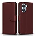 Pikkme Flip Cover for Redmi A7 Leather Finish | Inside TPU with Card Pockets | Wallet Stand and Shock Proof | Complete Protection Flip Case (Brown)