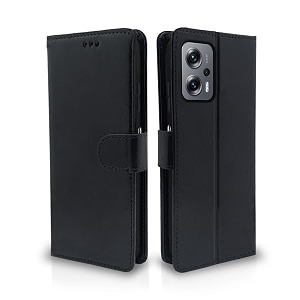 pikkme flip cover for redmi k50i redmi k50i  leather finish  shockproof with card pockets amp wallet stand  ultimate protection case black