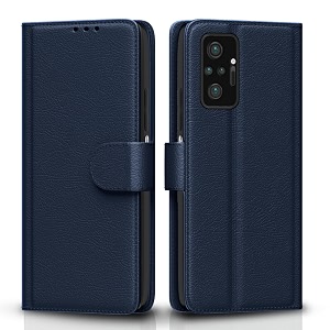 pikkme flip cover for redmi note 10 pronote 10 pro max leather finish  shockproof with card pockets amp wallet stand  ultimate protection caseblue