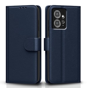 pikkme flip cover for redmi note 12 4g leather finish  inside tpu with card pockets  wallet stand and shock proof  complete protection flip case blue
