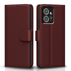 pikkme flip cover for redmi note 12 4g leather finish  inside tpu with card pockets  wallet stand and shock proof  complete protection flip case brown