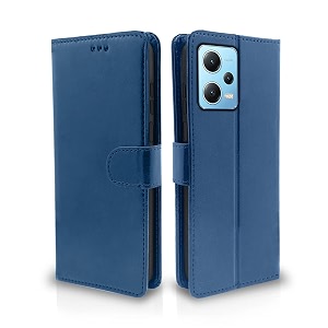 pikkme flip cover for redmi note 12 pro plus 5g  leather finish  shockproof with card pockets amp wallet stand  ultimate protection caseblue