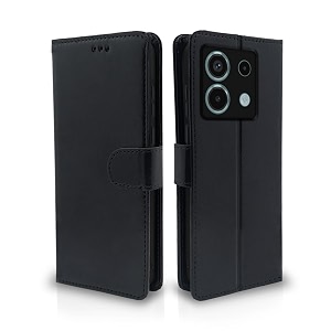pikkme flip cover for redmi note 13 pro 5g  leather finish  shockproof with card pockets amp wallet stand  ultimate protection caseblack