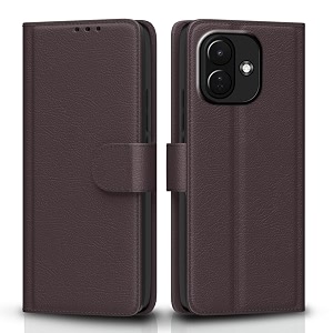 pikkme flip cover for redmi note 17 pro 5g leather finish  inside tpu with card pockets  wallet stand and shock proof  complete protection flip case coffee