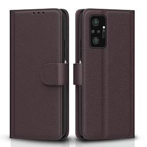 pikkme flip cover for redmi note10 pronote 10 pro max  leather finish  shockproof with card pockets amp wallet stand  ultimate protection casecoffee