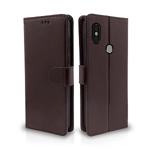pikkme flip cover for redmi y2  leather finish  shockproof with card pockets amp wallet stand  ultimate protection casecoffee
