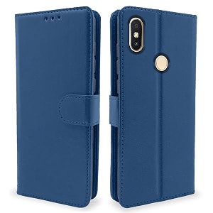 pikkme flip cover for redmi y2  leather finish  shockproof with card pockets amp wallet stand  ultimate protection caseblue