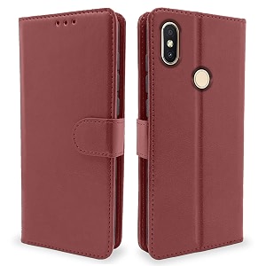 pikkme flip cover for redmi y2  leather finish  shockproof with card pockets amp wallet stand  ultimate protection casebrown