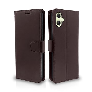 pikkme flip cover for samsung galaxy a05  m05  f05 leather finish  shockproof with card pockets amp wallet stand  ultimate protection casecoffee