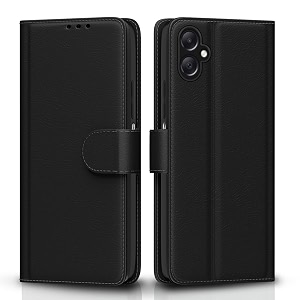 pikkme flip cover for samsung galaxy a05  m05  f05  leather finish  shockproof with card pockets amp wallet stand  ultimate protection caseblack