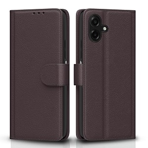 pikkme flip cover for samsung galaxy a06  leather finish  shockproof with card pockets amp wallet stand  ultimate protection case coffee