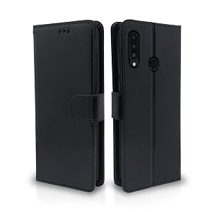 pikkme flip cover for samsung galaxy a20s  leather finish  shockproof with card pockets amp wallet stand  ultimate protection case black