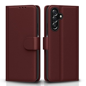 pikkme flip cover for samsung galaxy a26 5g  leather finish  shockproof with card pockets amp wallet stand  ultimate protection case brown