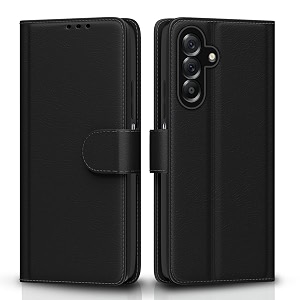 pikkme flip cover for samsung galaxy a26 5g leather finish  inside tpu with card pockets  wallet stand and shock proof  complete protection flip caseblack