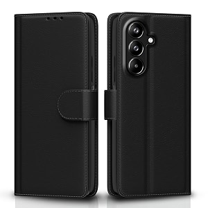 pikkme flip cover for samsung galaxy a27 5g  m47 5g leather finish  inside tpu with card pockets  wallet stand and shock proof  complete protection flip case black