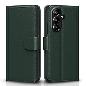pikkme flip cover for samsung galaxy a27 5g  m47 5g leather finish  inside tpu with card pockets  wallet stand and shock proof  complete protection flip case green