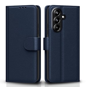pikkme flip cover for samsung galaxy a27 5g  m47 5g leather finish  inside tpu with card pockets  wallet stand and shock proof  complete protection flip case blue