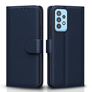 pikkme flip cover for samsung galaxy a52  leather finish  shockproof with card pockets amp wallet stand  ultimate protection case blue