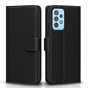 pikkme flip cover for samsung galaxy a52  a52s 5g  leather finish  shockproof with card pockets amp wallet stand  ultimate protection case black