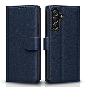 pikkme flip cover for samsung galaxy a56 5g  leather finish  shockproof with card pockets amp wallet stand  ultimate protection caseblue