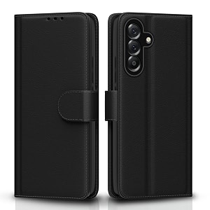 pikkme flip cover for samsung galaxy a57 5g leather finish  inside tpu with card pockets  wallet stand and shock proof  complete protection flip case black