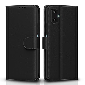 pikkme flip cover for samsung galaxy f06 5g  m06 5g  leather finish  shockproof with card pockets amp wallet stand  ultimate protection case black