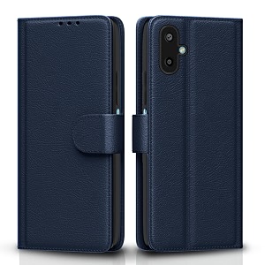 pikkme flip cover for samsung galaxy f06 5g  m06 5g  leather finish  shockproof with card pockets amp wallet stand  ultimate protection case blue