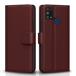 pikkme flip cover for samsung galaxy f41  leather finish  shockproof with card pockets amp wallet stand  ultimate protection casebrown