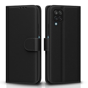 pikkme flip cover for samsung galaxy f62  leather finish  shockproof with card pockets amp wallet stand  ultimate protection caseblack