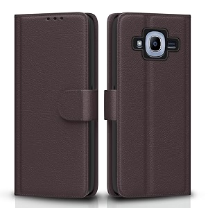 pikkme flip cover for samsung galaxy j2 2016  leather finish  shockproof with card pockets amp wallet stand  ultimate protection case coffee