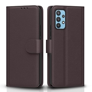 pikkme flip cover for samsung galaxy m32 5g  a32 5g  leather finish  shockproof with card pockets amp wallet stand  ultimate protection casecoffee