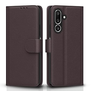 pikkme flip cover for samsung galaxy m36 5g  leather finish  shockproof with card pockets amp wallet stand  ultimate protection casecoffee
