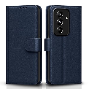 pikkme flip cover for samsung galaxy m47 5g  a27 5g leather finish  inside tpu with card pockets  wallet stand and shock proof  complete protection flip case blue