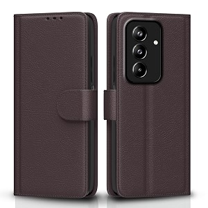pikkme flip cover for samsung galaxy m47 5g  a27 5g leather finish  inside tpu with card pockets  wallet stand and shock proof  complete protection flip case coffee