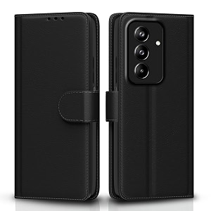 pikkme flip cover for samsung galaxy m47 5g  a27 5g leather finish  inside tpu with card pockets  wallet stand and shock proof  complete protection flip case black