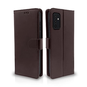 pikkme flip cover for samsung galaxy m52  leather finish  shockproof with card pockets amp wallet stand  ultimate protection casecoffee