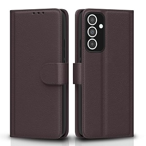pikkme flip cover for samsung galaxy m55 5g  m55s 5g  f55 5g  leather finish  shockproof with card pockets amp wallet stand  ultimate protection casecoffee