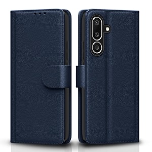 pikkme flip cover for samsung galaxy m56 5g leather finish  inside tpu with card pockets  wallet stand and shock proof  complete protection flip caseblue