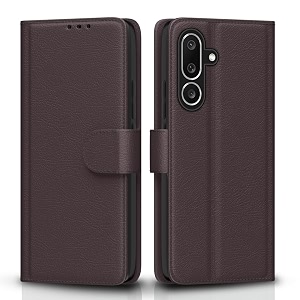 pikkme flip cover for samsung galaxy m56 5g leather finish  inside tpu with card pockets  wallet stand and shock proof  complete protection flip casecoffee