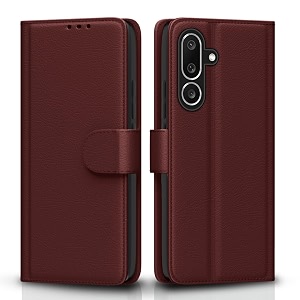 pikkme flip cover for samsung galaxy m56 5g leather finish  inside tpu with card pockets  wallet stand and shock proof  complete protection flip casebrown