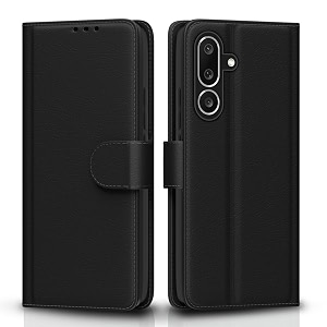 pikkme flip cover for samsung galaxy m56 5g leather finish  inside tpu with card pockets  wallet stand and shock proof  complete protection flip caseblack