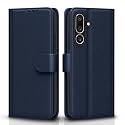 Pikkme Flip Cover for Samsung Galaxy M56 5G Leather Finish | Inside TPU with Card Pockets | Wallet Stand and Shock Proof | Complete Protection Flip Case(Blue)