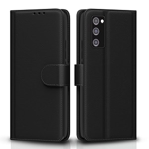 pikkme flip cover for samsung galaxy s20 fe  s20 fe 5g  leather finish  shockproof with card pockets amp wallet stand  ultimate protection case black