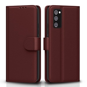 pikkme flip cover for samsung galaxy s20 fe  s20 fe 5g  leather finish  shockproof with card pockets amp wallet stand  ultimate protection case brown