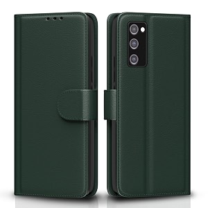 pikkme flip cover for samsung galaxy s20 fe  s20 fe 5g leather finish  inside tpu with card pockets  wallet stand and shock proof  complete protection flip case green