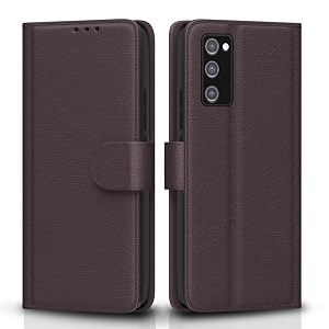 pikkme flip cover for samsung galaxy s20 fe  s20 fe 5g  leather finish  shockproof with card pockets amp wallet stand  ultimate protection case coffee