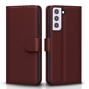 pikkme flip cover for samsung galaxy s21 fe 5g  leather finish  shockproof with card pockets amp wallet stand  ultimate protection casebrown
