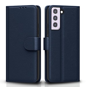 pikkme flip cover for samsung galaxy s21 fe 5g leather finish  shockproof with card pockets amp wallet stand  ultimate protection caseblue