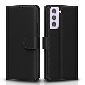 pikkme flip cover for samsung galaxy s21 fe 5g leather finish  shockproof with card pockets amp wallet stand  ultimate protection caseblack